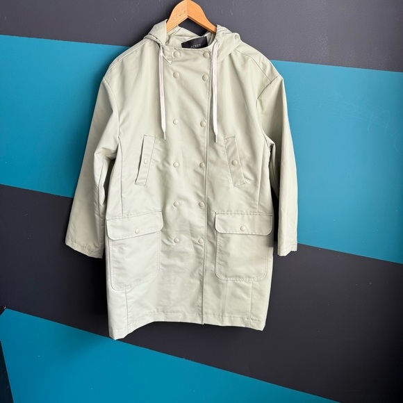 J Crew Green Double-breasted raincoat size MP - Picture 5 of 16